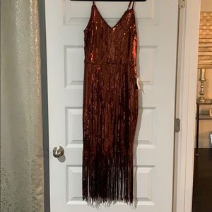 NWT Lulus sequin fringe dress